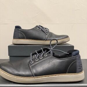 Skechers Lanson Vernes Oxford Shoes Mens 10.5Black Leather Casual Sneakers 65269